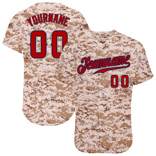 Custom Camo Red-Navy Authentic Salute To Service Baseball Jersey - Sky-Custom