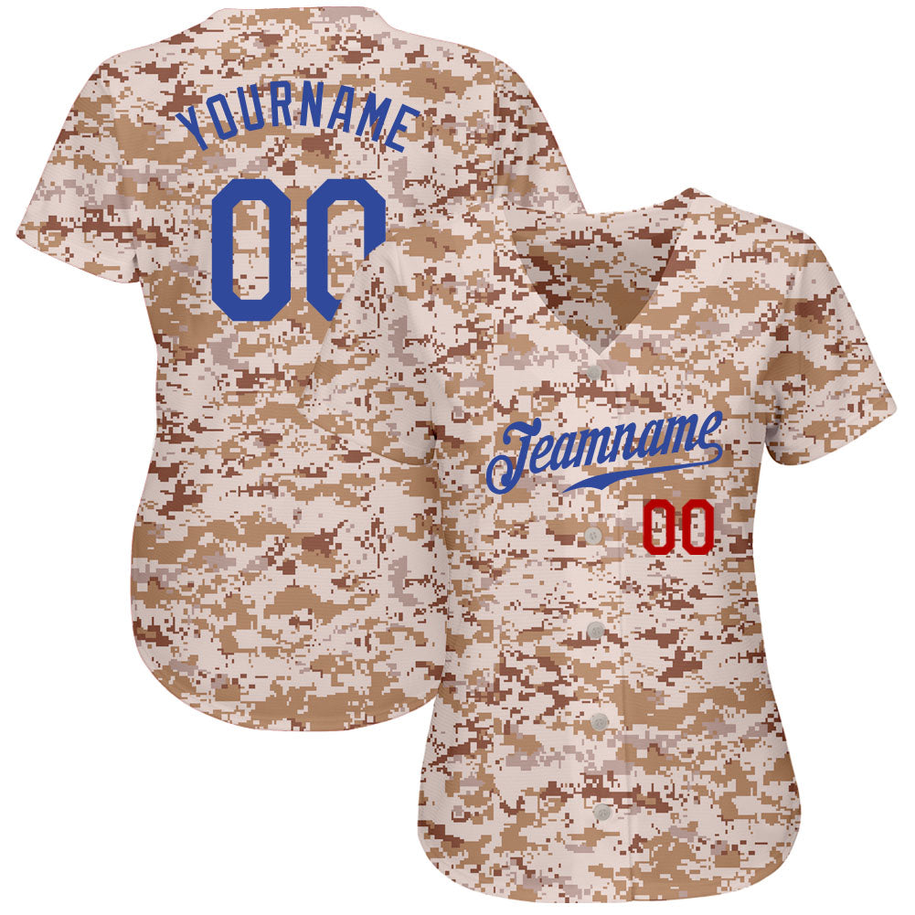 Custom Camo Royal-Red Authentic Salute To Service Baseball Jersey - Sky-Custom