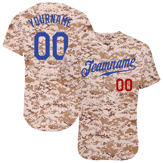 Custom Camo Royal-Red Authentic Salute To Service Baseball Jersey - Sky-Custom