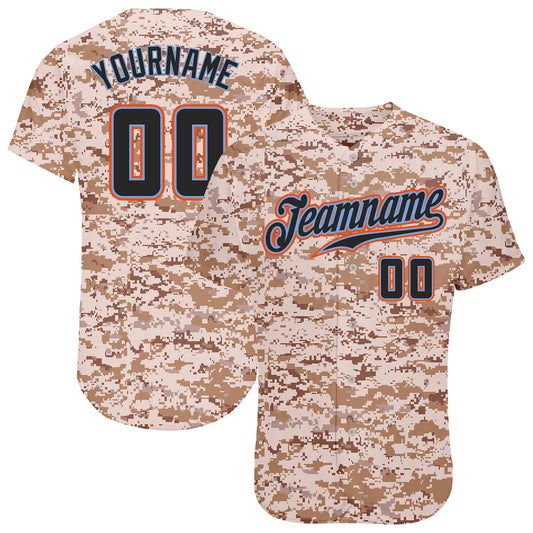 Custom Camo Black-Powder Blue Authentic Salute To Service Baseball Jersey - Sky-Custom