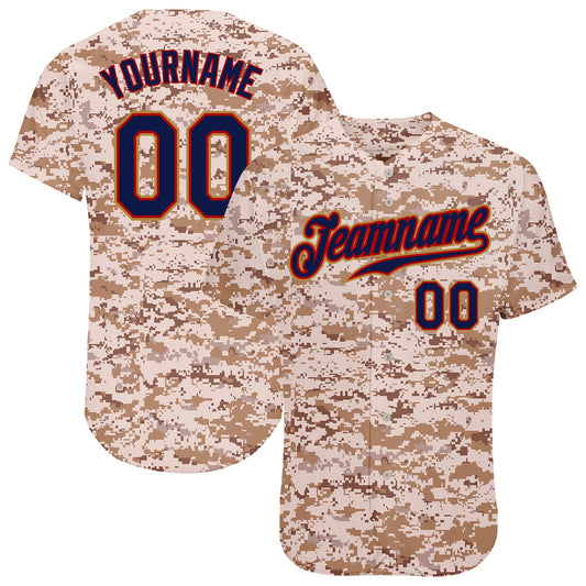 Custom Camo Navy-Old Gold Authentic Salute To Service Baseball Jersey - Sky-Custom