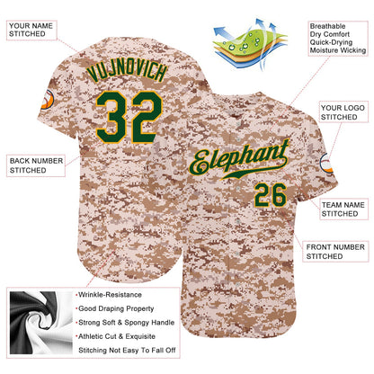 Custom Camo Green-Gold Authentic Salute To Service Baseball Jersey - Sky-Custom