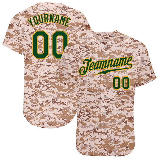 Custom Camo Green-Gold Authentic Salute To Service Baseball Jersey - Sky-Custom