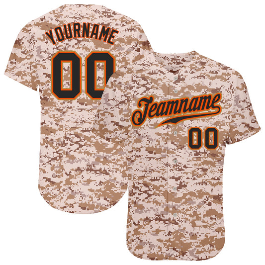 Custom Camo Black-Orange Authentic Salute To Service Baseball Jersey - Sky-Custom