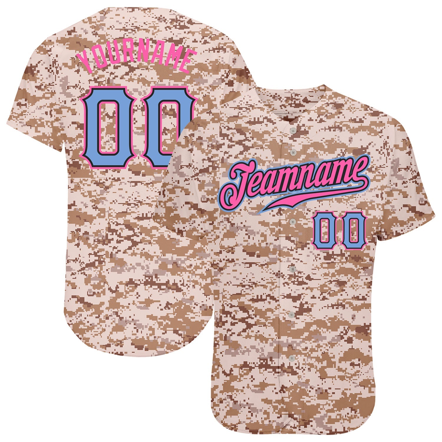 Custom Camo Powder Blue-Pink Authentic Salute To Service Baseball Jersey - Sky-Custom