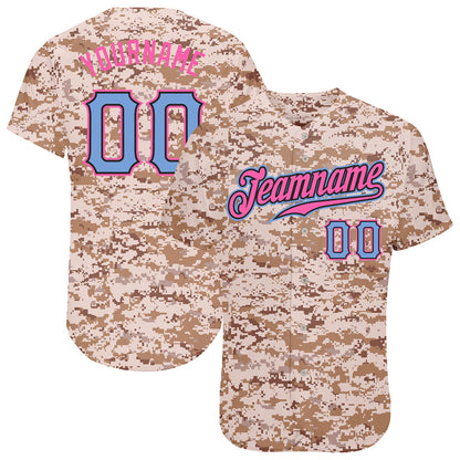 Custom Camo Powder Blue-Pink Authentic Salute To Service Baseball Jersey - Sky-Custom