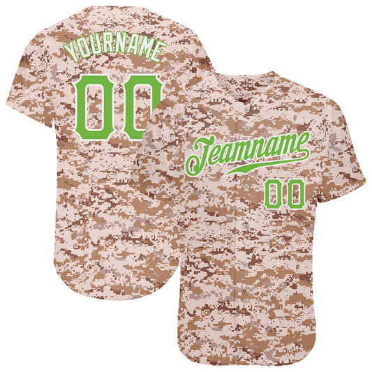 Custom Camo Neon Green-White Authentic Salute To Service Baseball Jersey - Sky-Custom