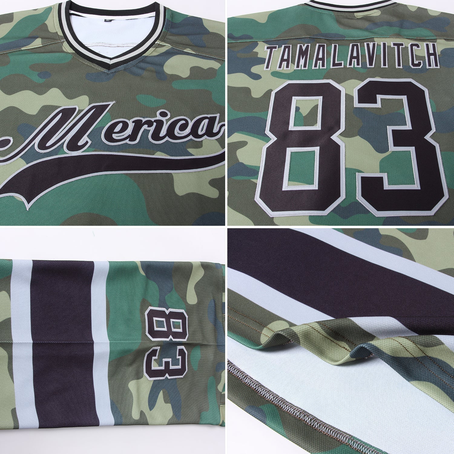 Custom Camo Black-Gray Salute To Service Hockey Jersey - Sky-Custom