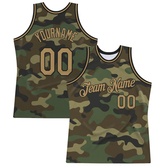Custom Camo Old Gold-Black Authentic Salute To Service Basketball Jersey - Sky-Custom