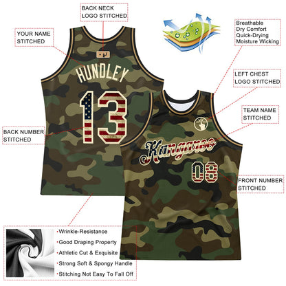 Custom Camo Vintage USA Flag-Cream Authentic Salute To Service Basketball Jersey - Sky-Custom