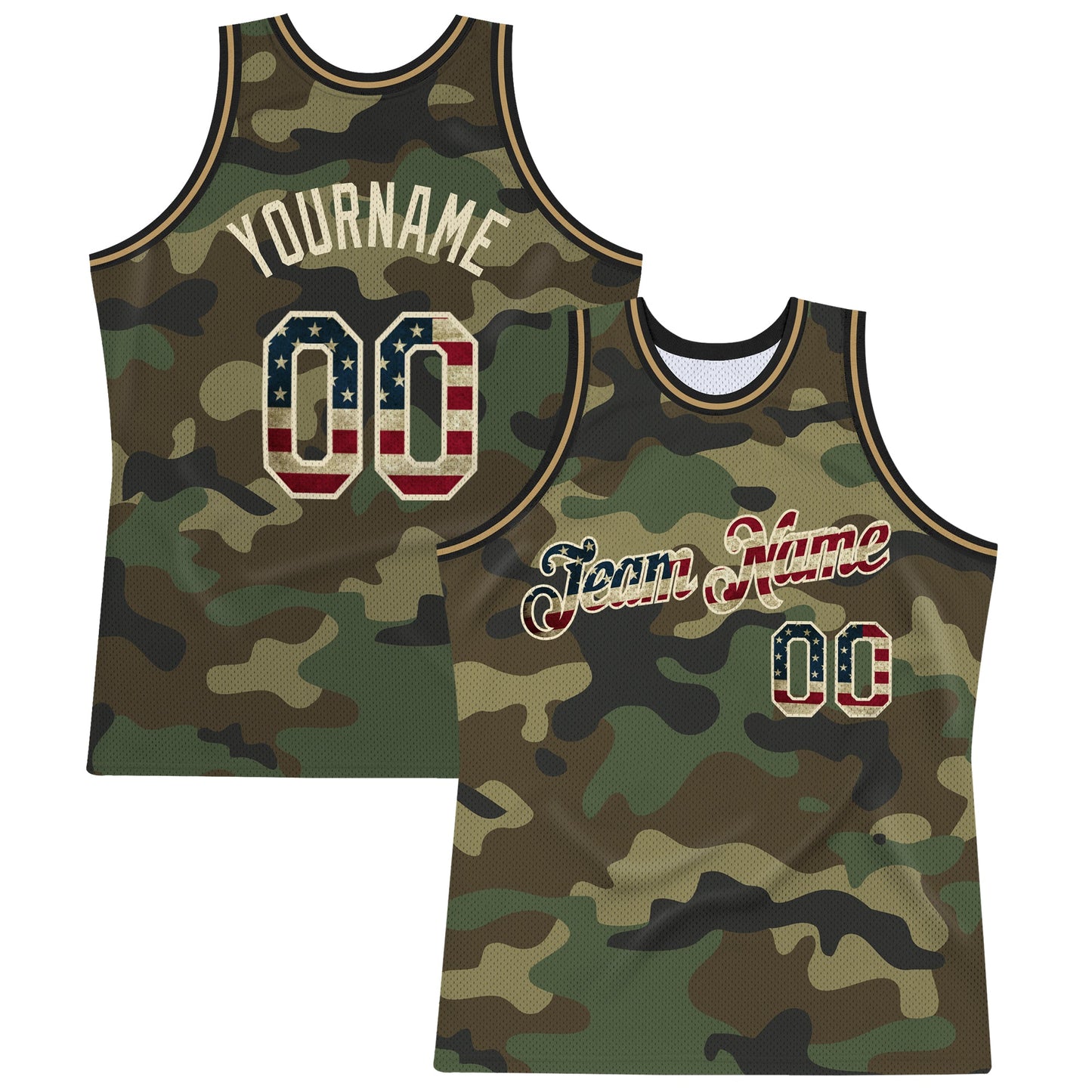 Custom Camo Vintage USA Flag-Cream Authentic Salute To Service Basketball Jersey - Sky-Custom
