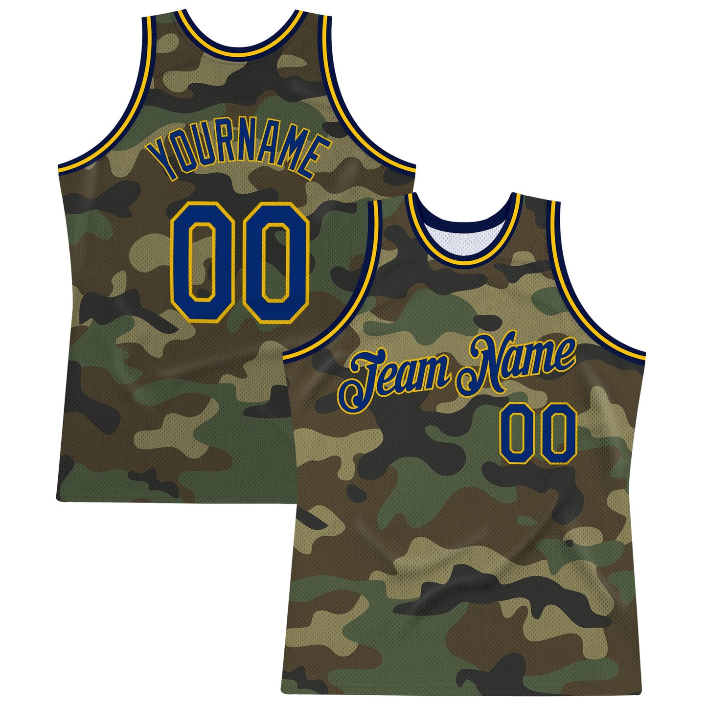 Custom Camo Royal-Gold Authentic Salute To Service Basketball Jersey - Sky-Custom
