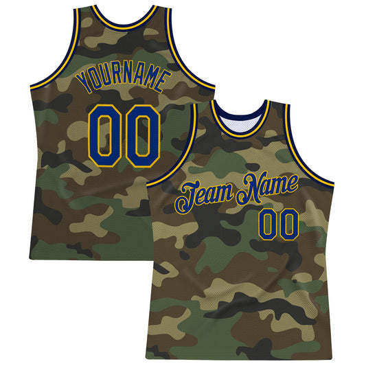 Custom Camo Royal-Gold Authentic Salute To Service Basketball Jersey - Sky-Custom