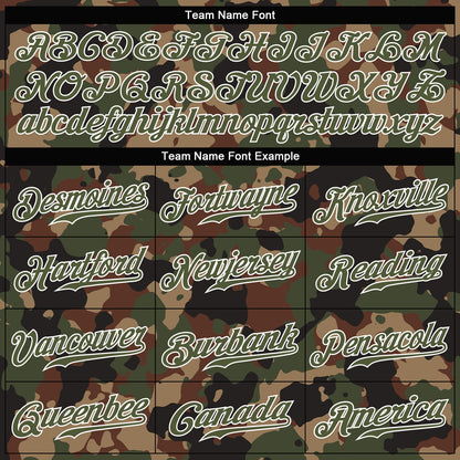 Custom Camo Olive-White Dark Classic Woodland Authentic Salute To Service Baseball Jersey - Sky-Custom