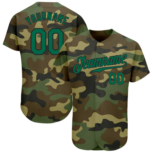 Custom Camo Kelly Green-Black Authentic Salute To Service Baseball Jersey - Sky-Custom