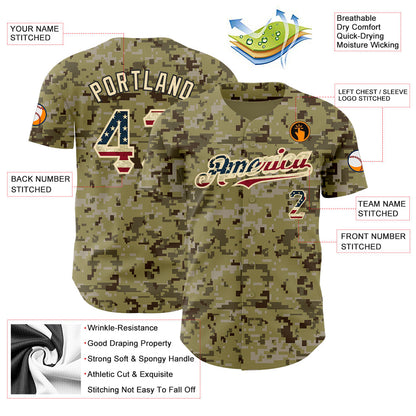 Custom Camo Vintage USA Flag-City Cream Authentic Salute To Service Baseball Jersey - Sky-Custom