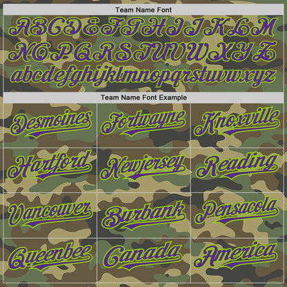 Custom Camo Purple-Neon Green Authentic Salute To Service Baseball Jersey - Sky-Custom
