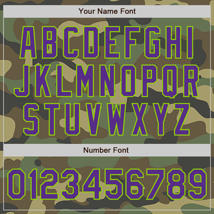 Custom Camo Purple-Neon Green Authentic Salute To Service Baseball Jersey - Sky-Custom