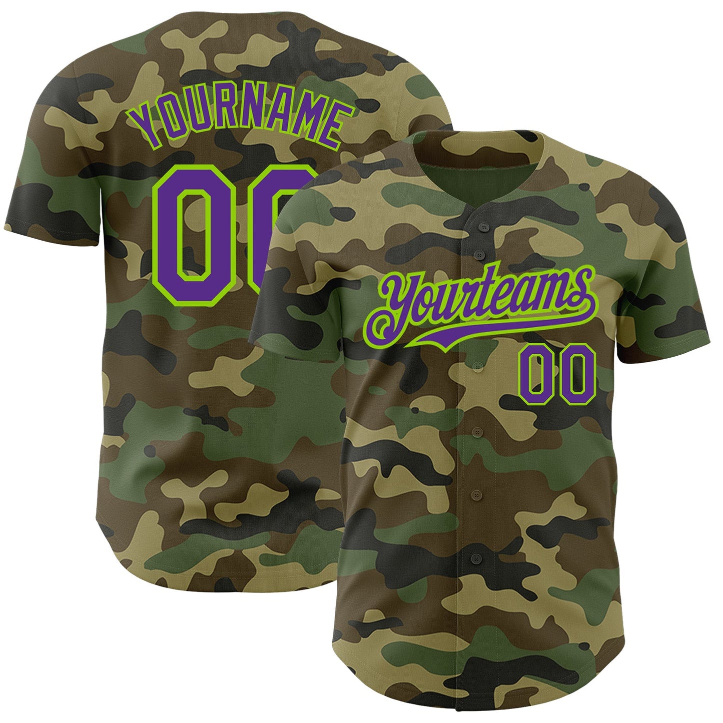 Custom Camo Purple-Neon Green Authentic Salute To Service Baseball Jersey - Sky-Custom