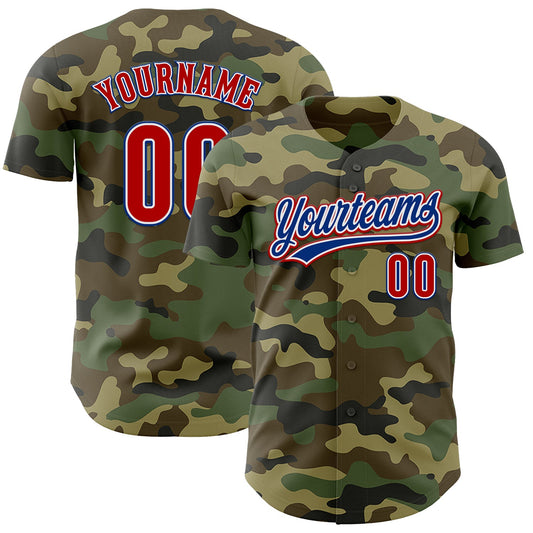 Custom Camo Red-Royal Authentic Salute To Service Baseball Jersey - Sky-Custom
