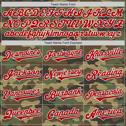 Custom Camo Red-White Authentic Salute To Service Baseball Jersey - Sky-Custom