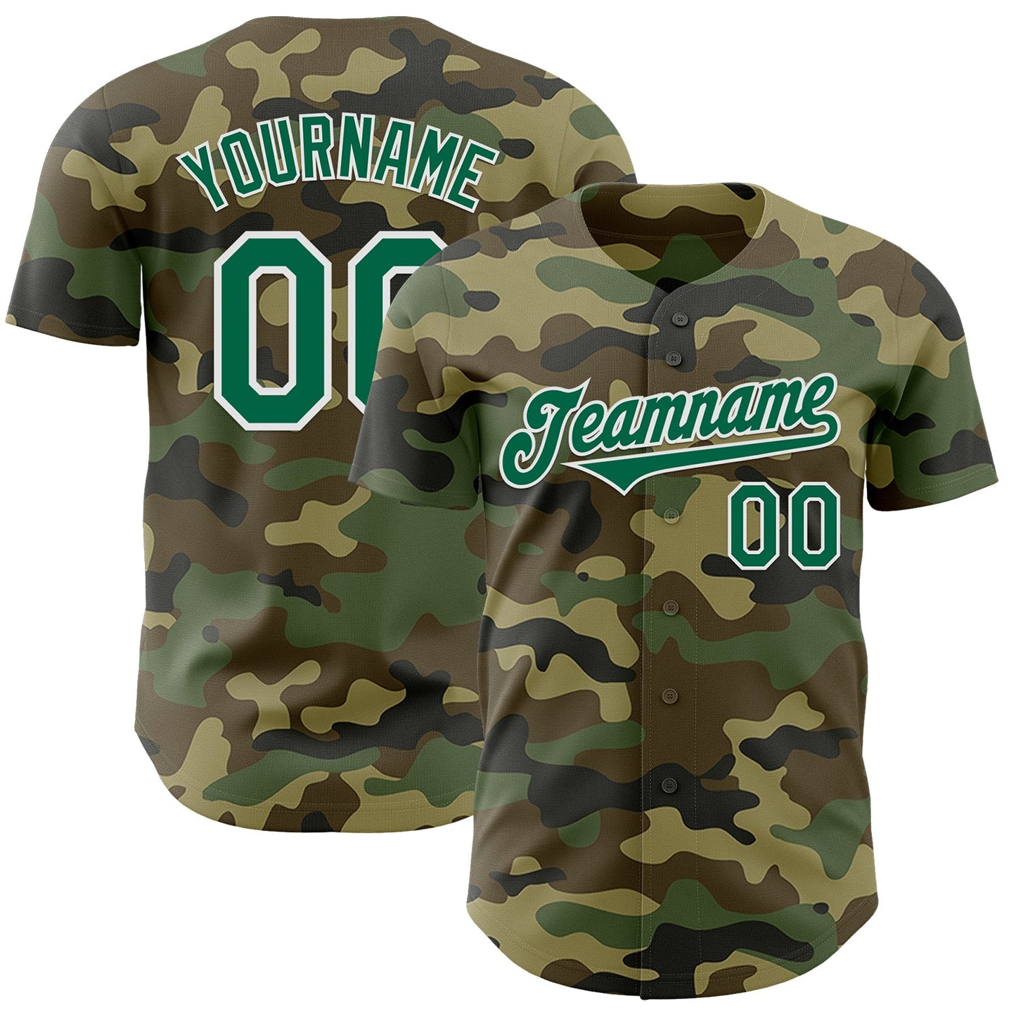 Custom Camo Kelly Green-White Authentic Salute To Service Baseball Jersey - Sky-Custom