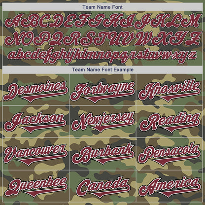 Custom Camo Burgundy-Black Authentic Salute To Service Baseball Jersey - Sky-Custom
