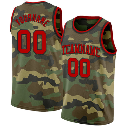 Custom Camo Red-Black Authentic Salute To Service Basketball Jersey - Sky-Custom