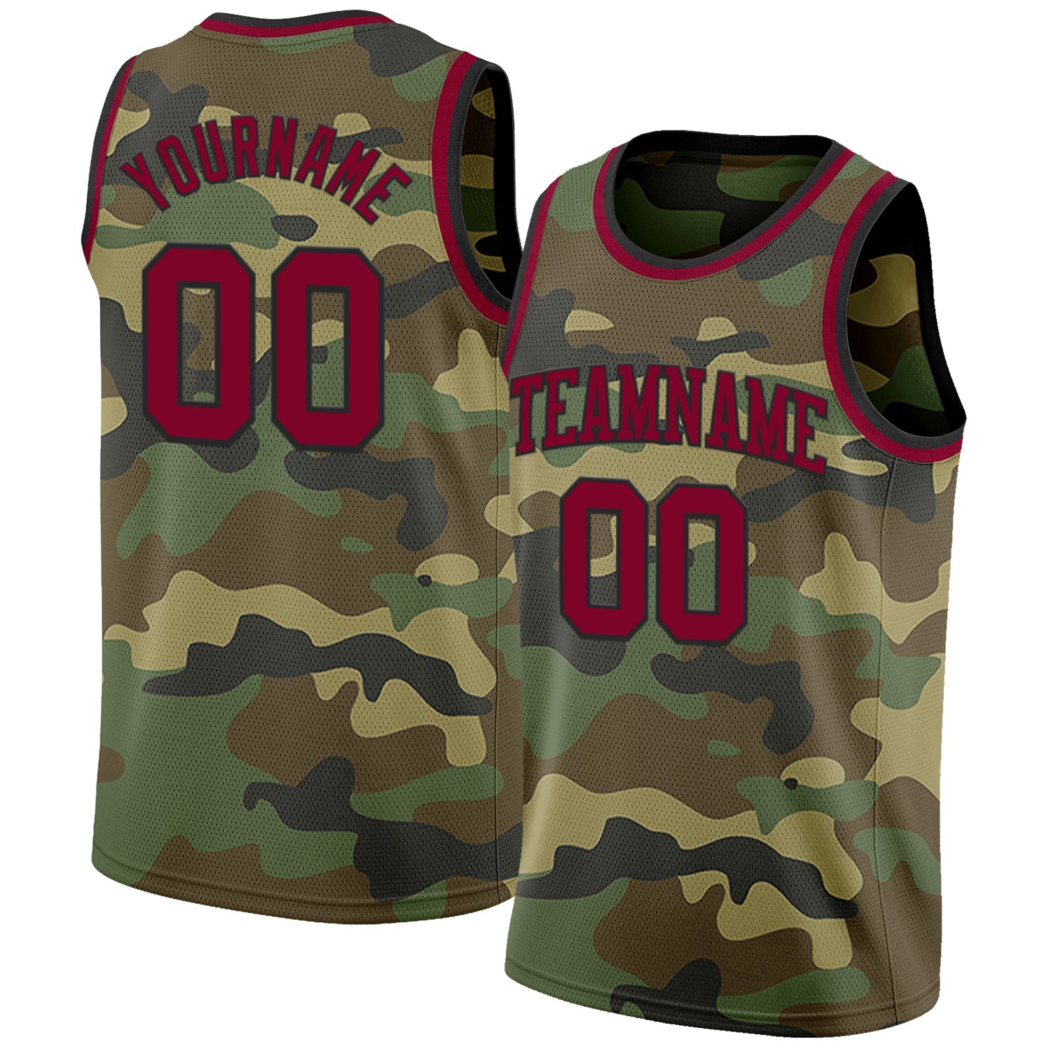 Custom Camo Maroon-Black Authentic Salute To Service Basketball Jersey - Sky-Custom