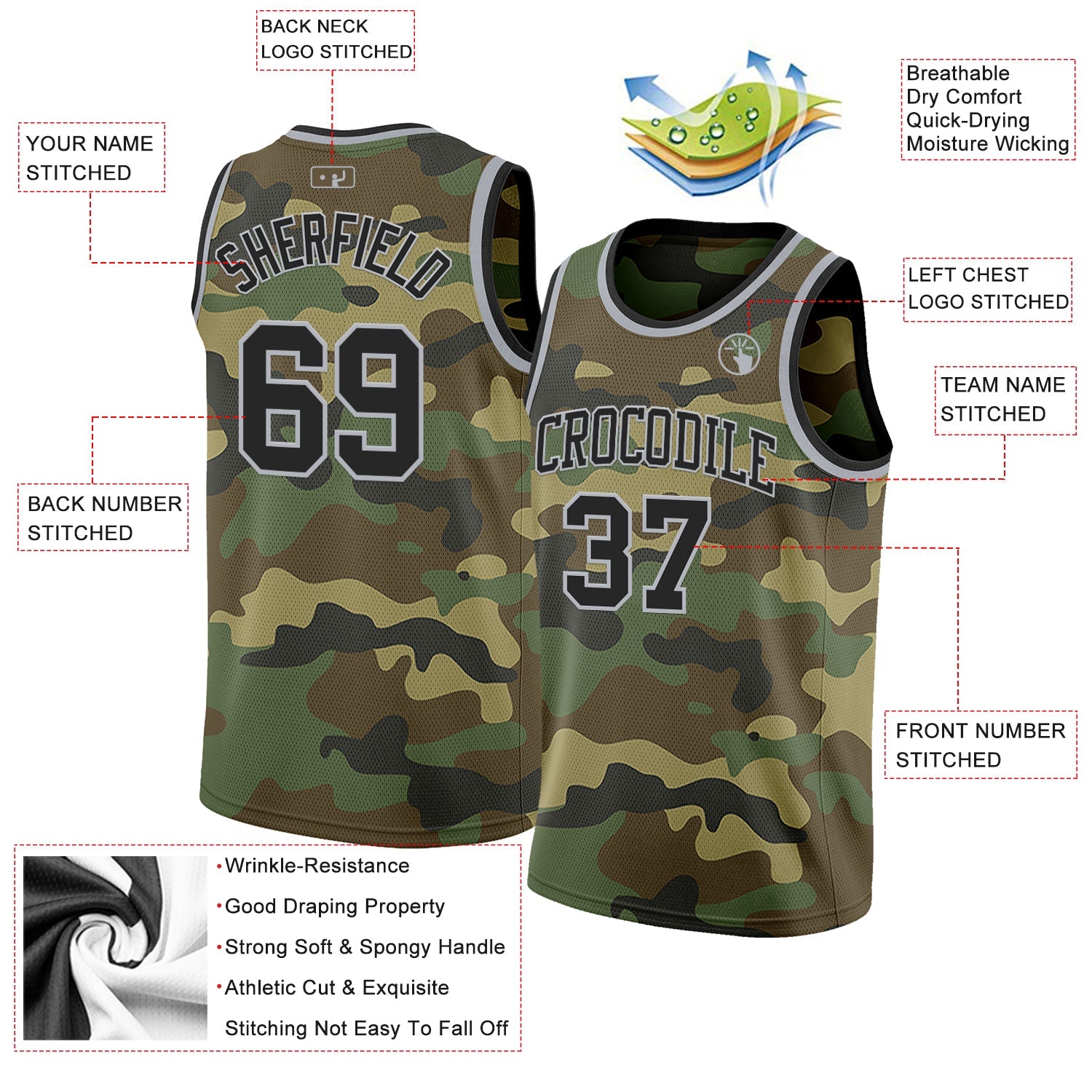 Custom Camo Black-Gray Authentic Salute To Service Basketball Jersey - Sky-Custom