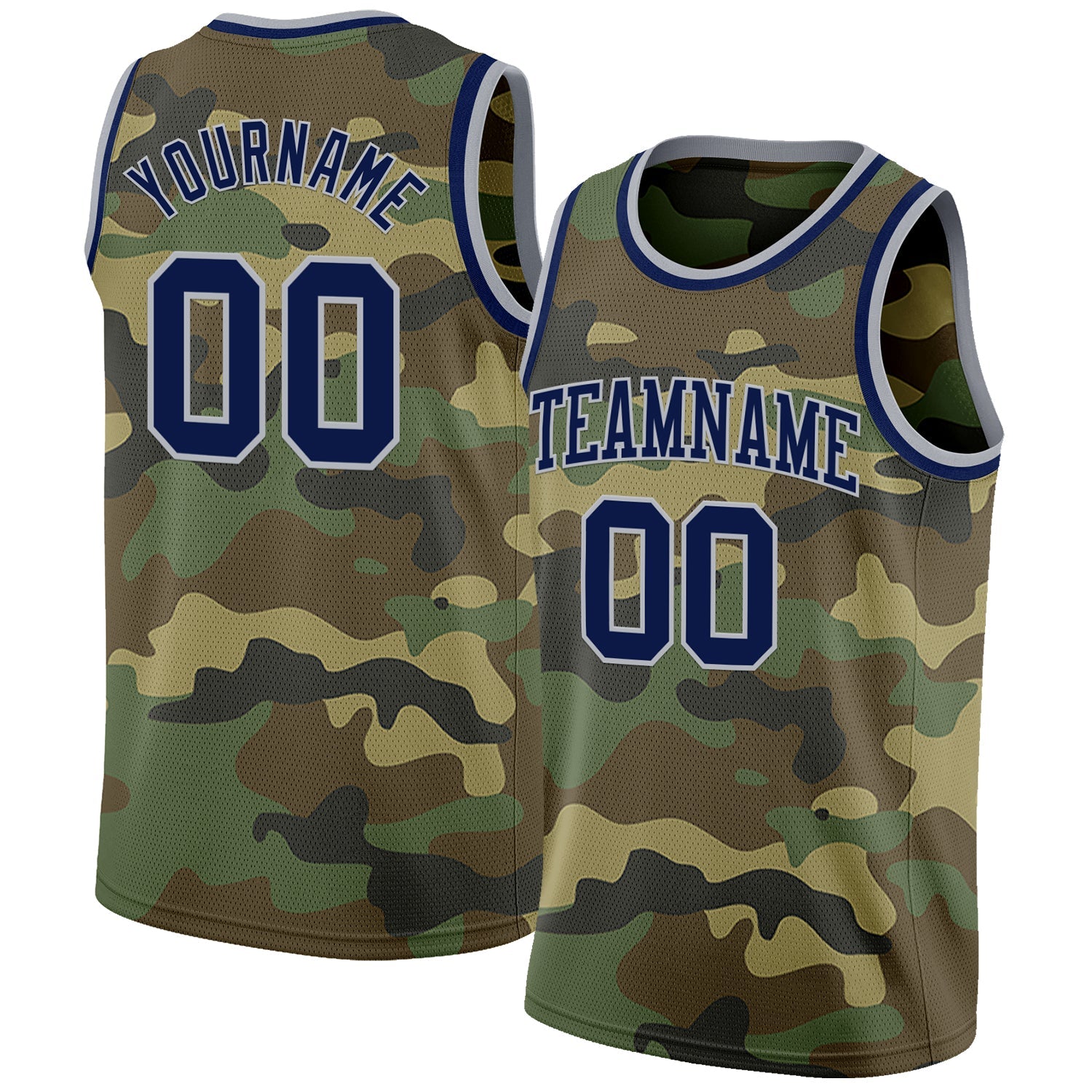 Custom Camo Navy-Gray Authentic Salute To Service Basketball Jersey - Sky-Custom