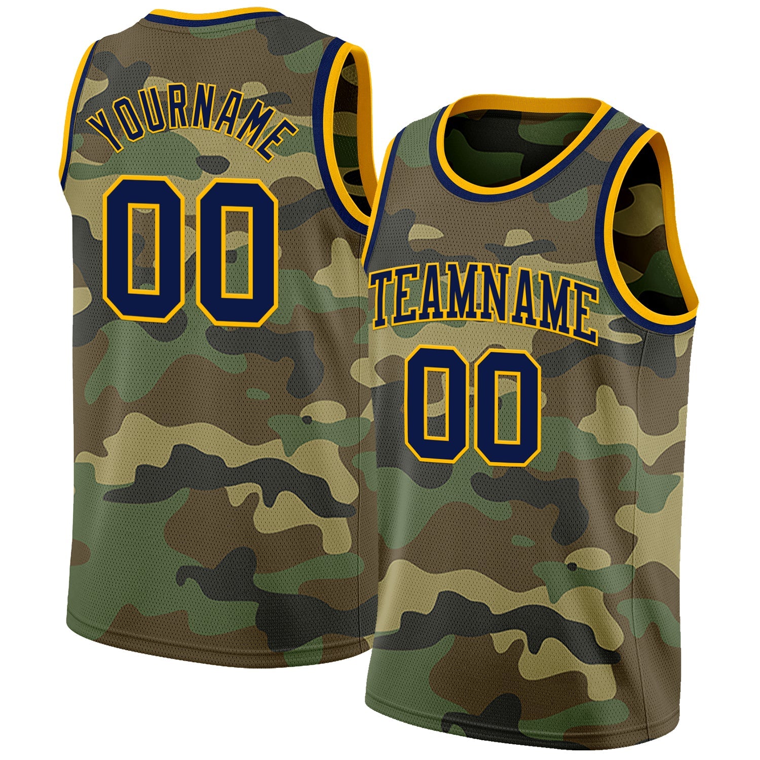 Custom Camo Navy-Gold Authentic Salute To Service Basketball Jersey - Sky-Custom