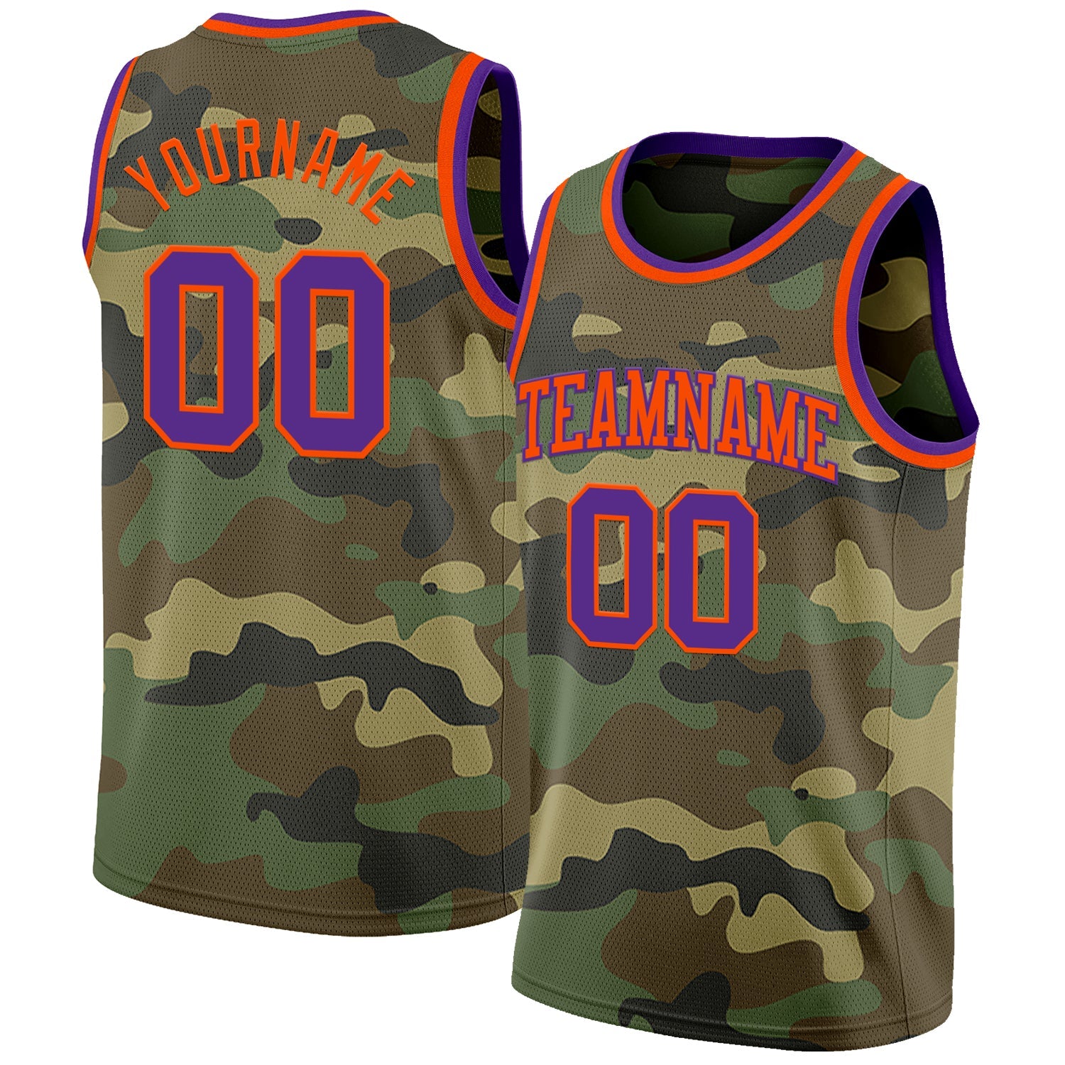 Custom Camo Purple-Orange Authentic Salute To Service Basketball Jersey - Sky-Custom