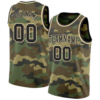 Custom Camo Black-Cream Authentic Salute To Service Basketball Jersey - Sky-Custom