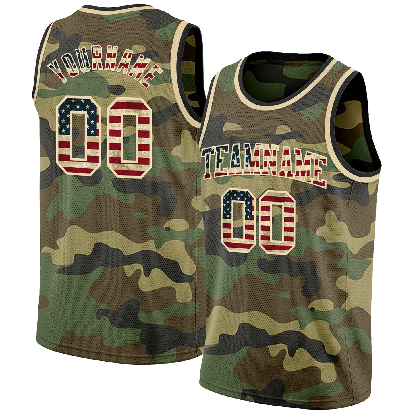 Custom Camo Vintage USA Flag Cream-Black Authentic Salute To Service Basketball Jersey - Sky-Custom