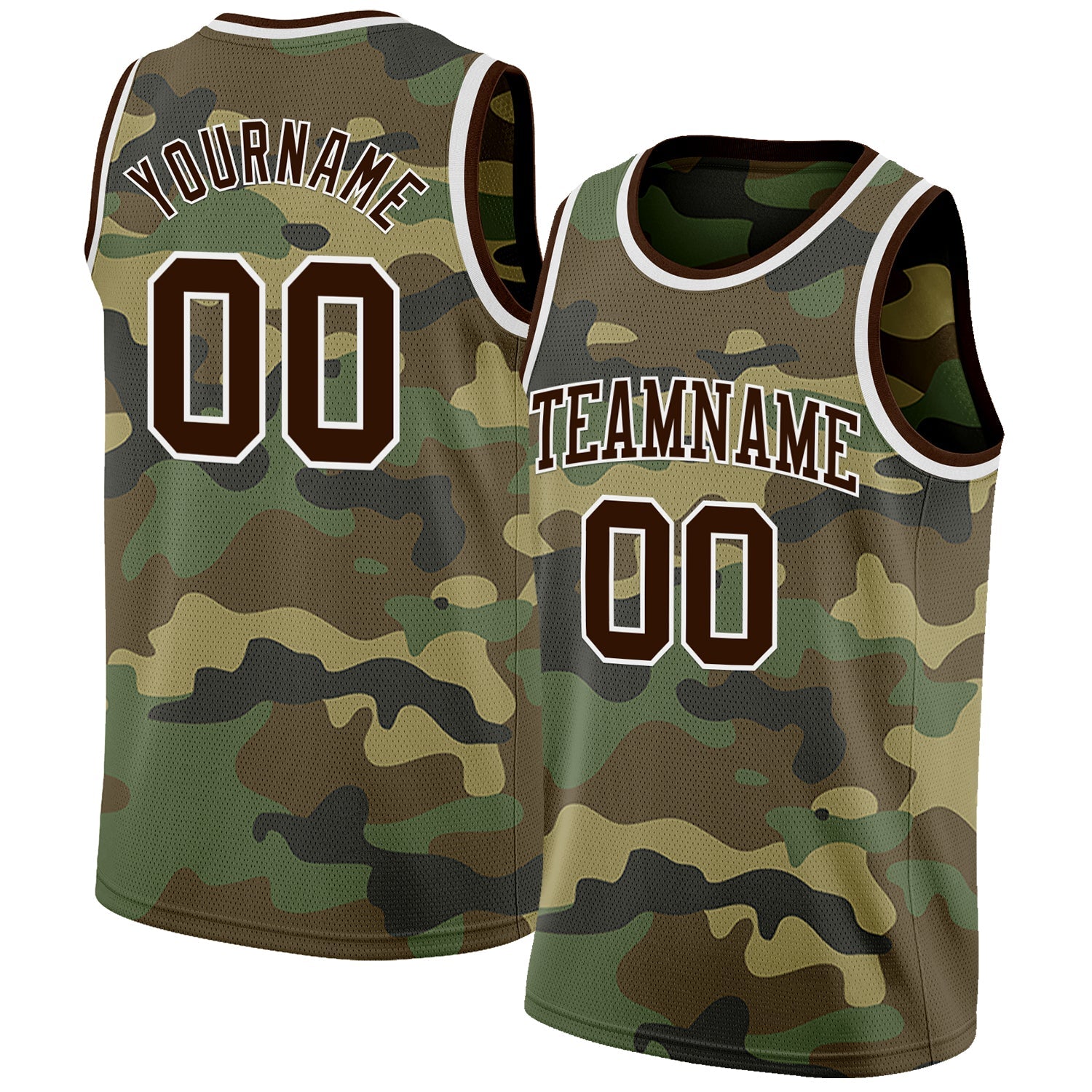 Custom Camo Brown-White Authentic Salute To Service Basketball Jersey - Sky-Custom