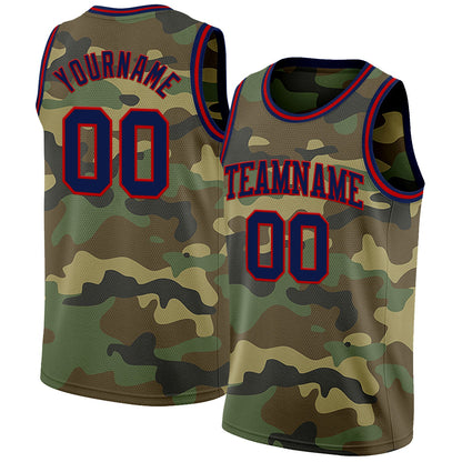Custom Camo Navy-Red Authentic Salute To Service Basketball Jersey - Sky-Custom