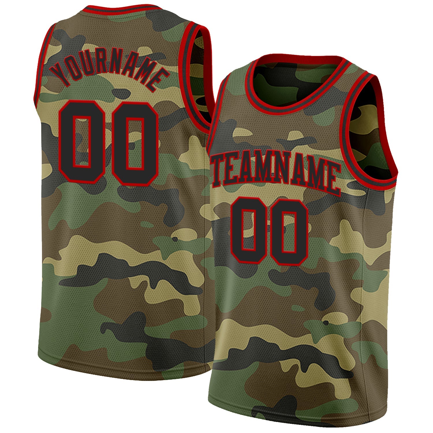 Custom Camo Black-Red Authentic Salute To Service Basketball Jersey - Sky-Custom