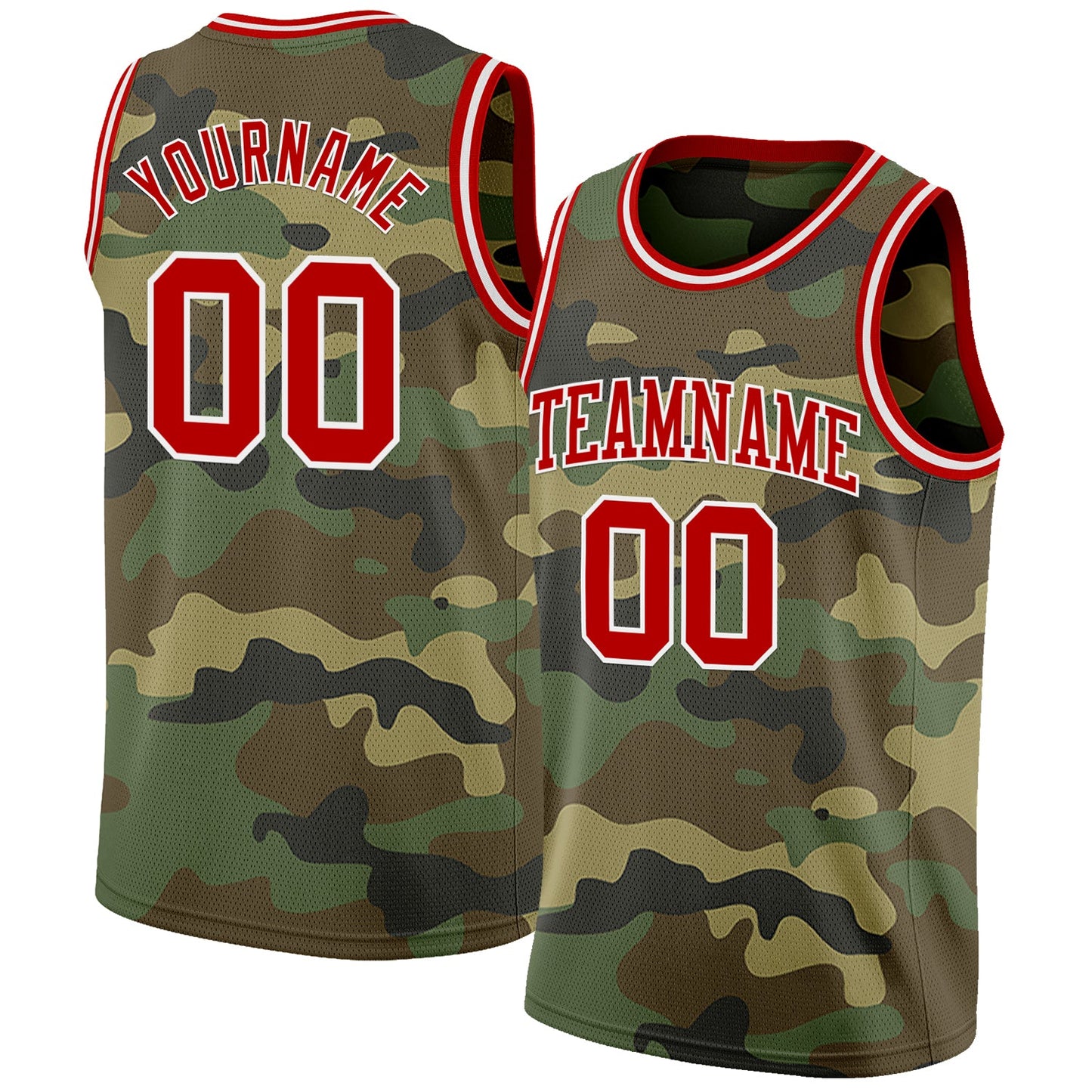 Custom Camo Red-White Authentic Salute To Service Basketball Jersey - Sky-Custom