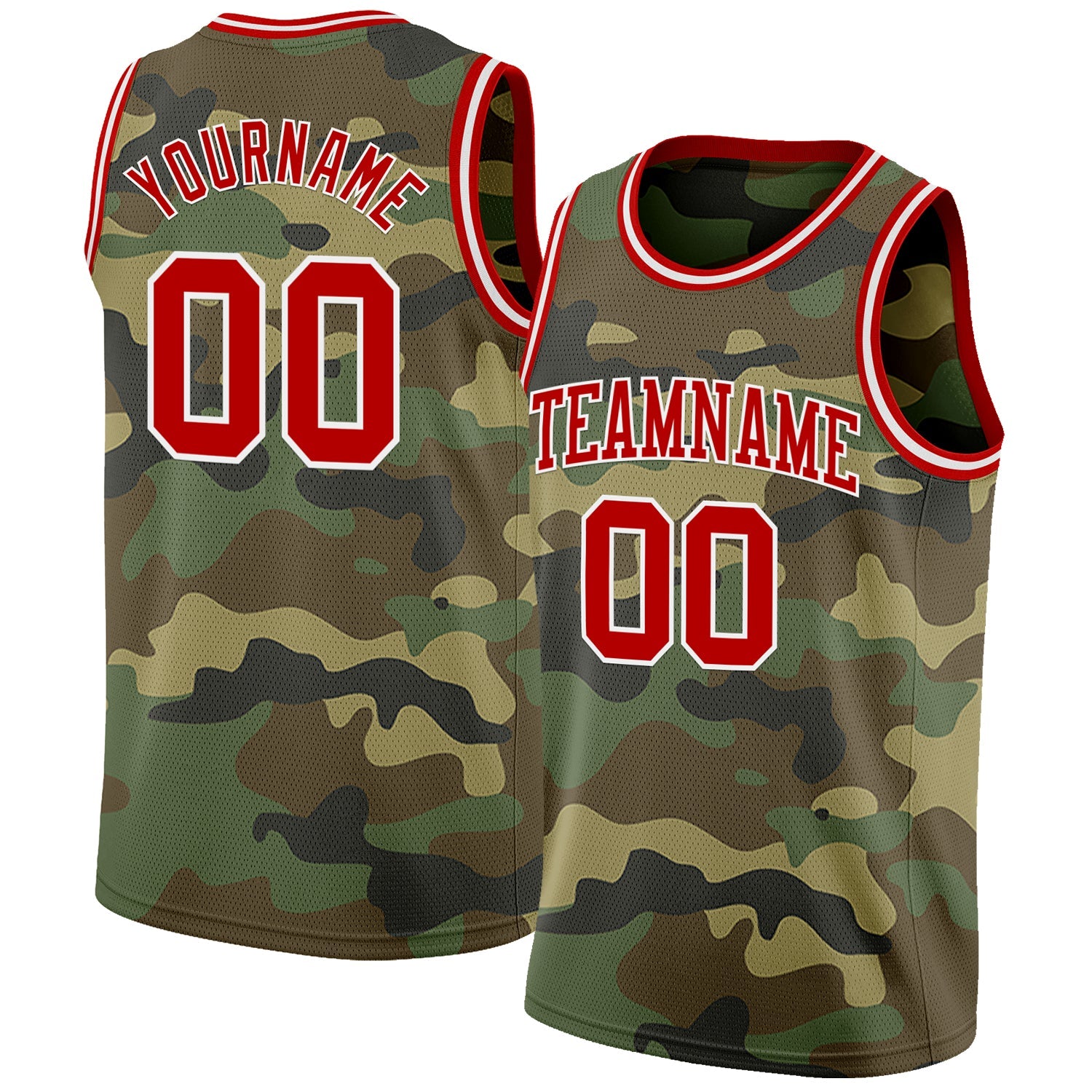 Custom Camo Red-White Authentic Salute To Service Basketball Jersey - Sky-Custom