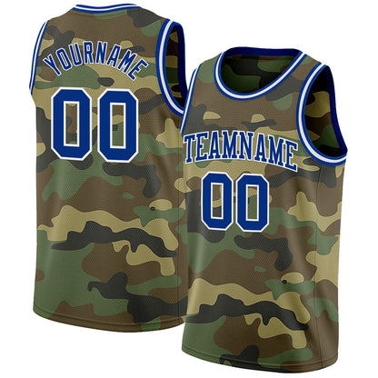 Custom Camo Royal-White Authentic Salute To Service Basketball Jersey - Sky-Custom
