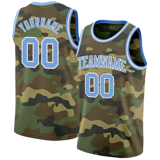 Custom Camo Light Blue-White Authentic Salute To Service Basketball Jersey - Sky-Custom