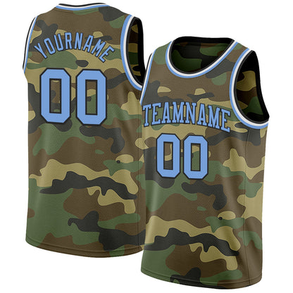 Custom Camo Light Blue Black-White Authentic Salute To Service Basketball Jersey - Sky-Custom