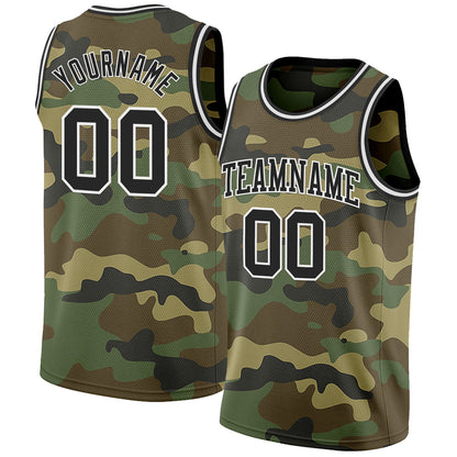 Custom Camo Black-White Authentic Salute To Service Basketball Jersey - Sky-Custom