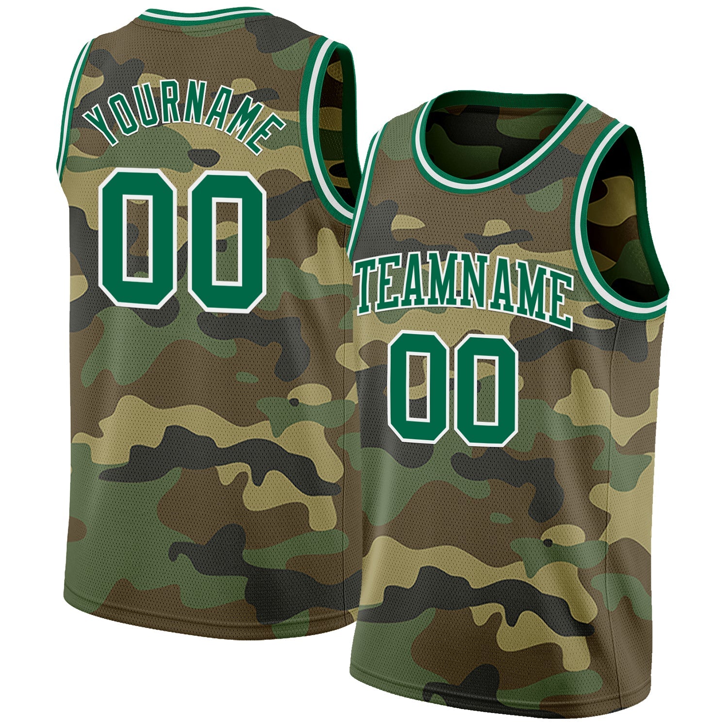 Custom Camo Kelly Green-White Authentic Salute To Service Basketball Jersey - Sky-Custom