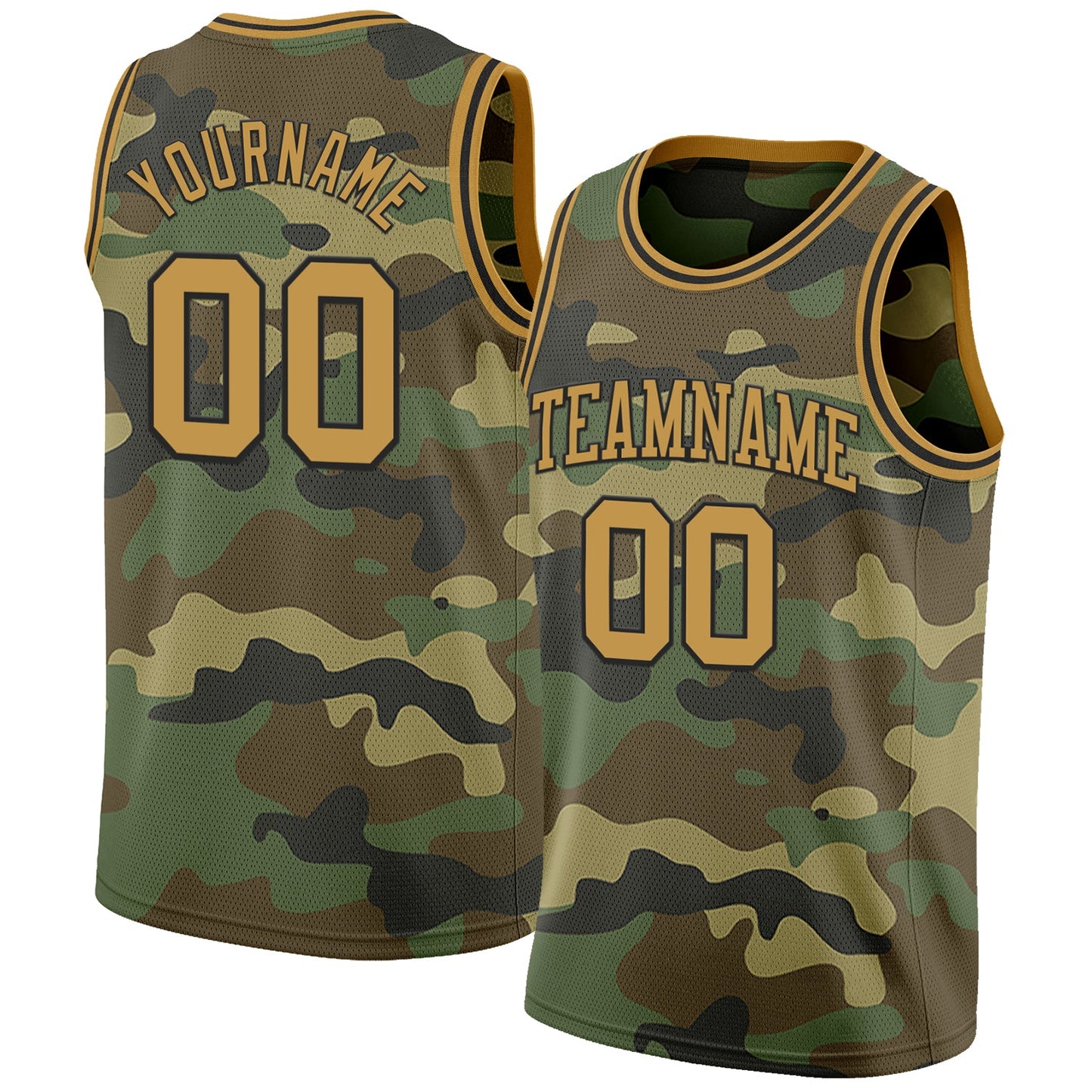 Custom Camo Old Gold-Black Authentic Salute To Service Basketball Jersey - Sky-Custom