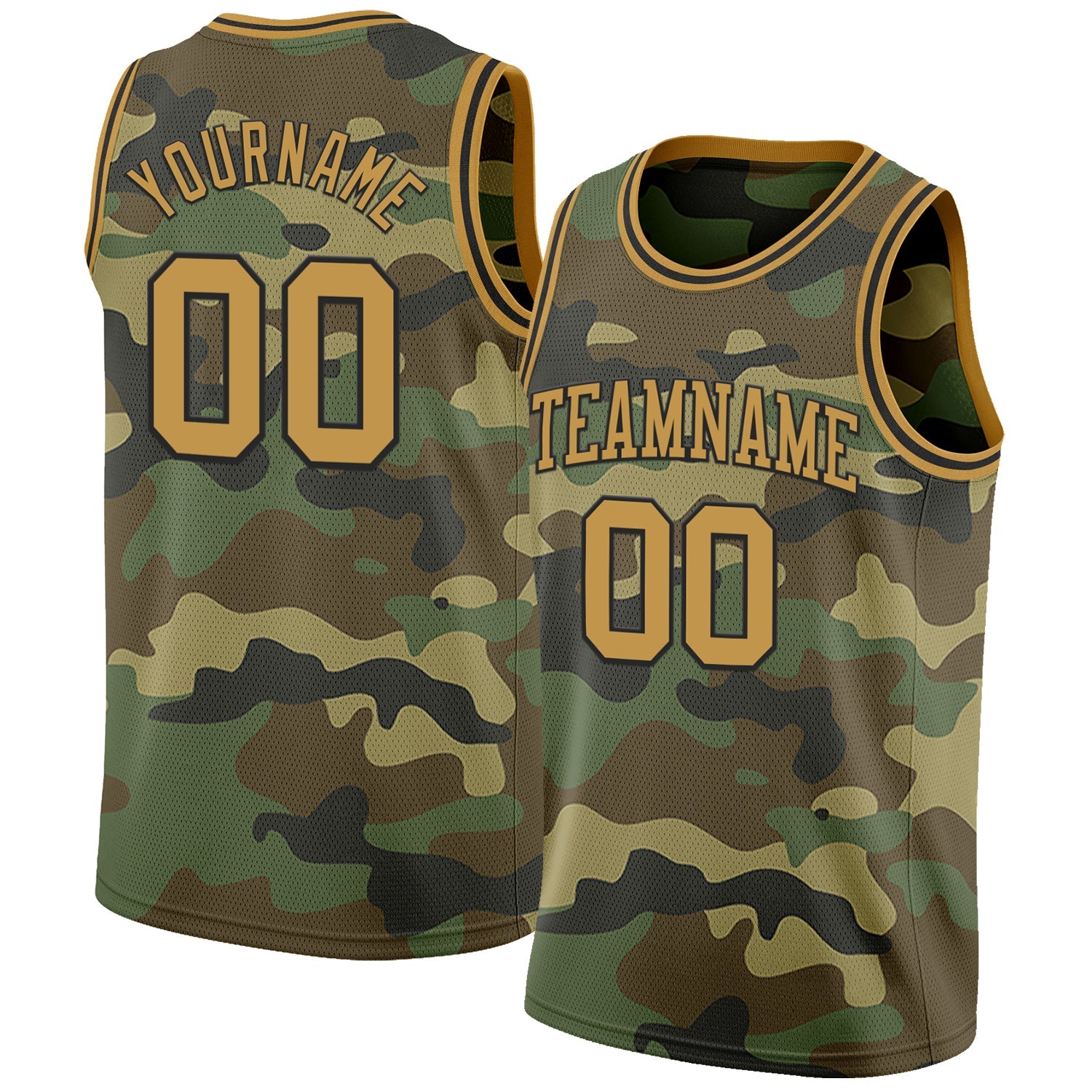 Custom Camo Old Gold-Black Authentic Salute To Service Basketball Jersey - Sky-Custom
