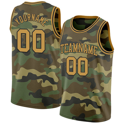 Custom Camo Old Gold-Black Authentic Salute To Service Basketball Jersey - Sky-Custom