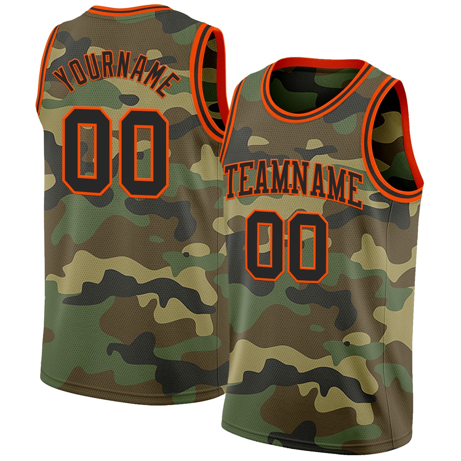 Custom Camo Black-Orange Authentic Salute To Service Basketball Jersey - Sky-Custom