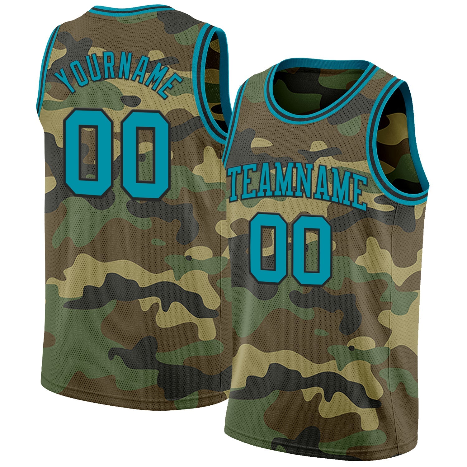 Custom Camo Teal-Black Authentic Salute To Service Basketball Jersey - Sky-Custom